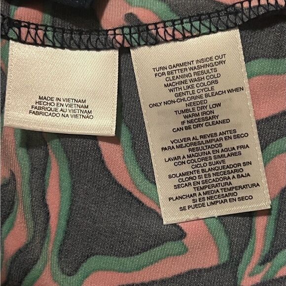 Anne Klein Multicolor Animal Print Sleeveless Blouse Bow Tie Buttton Up Medium - Picture 6 of 7